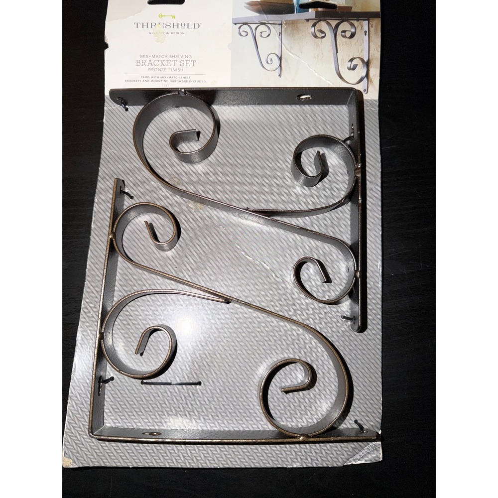 Threshold Mix+Match Shelving‎ Bracket Set Bronze Finish Scroll Metal Target New